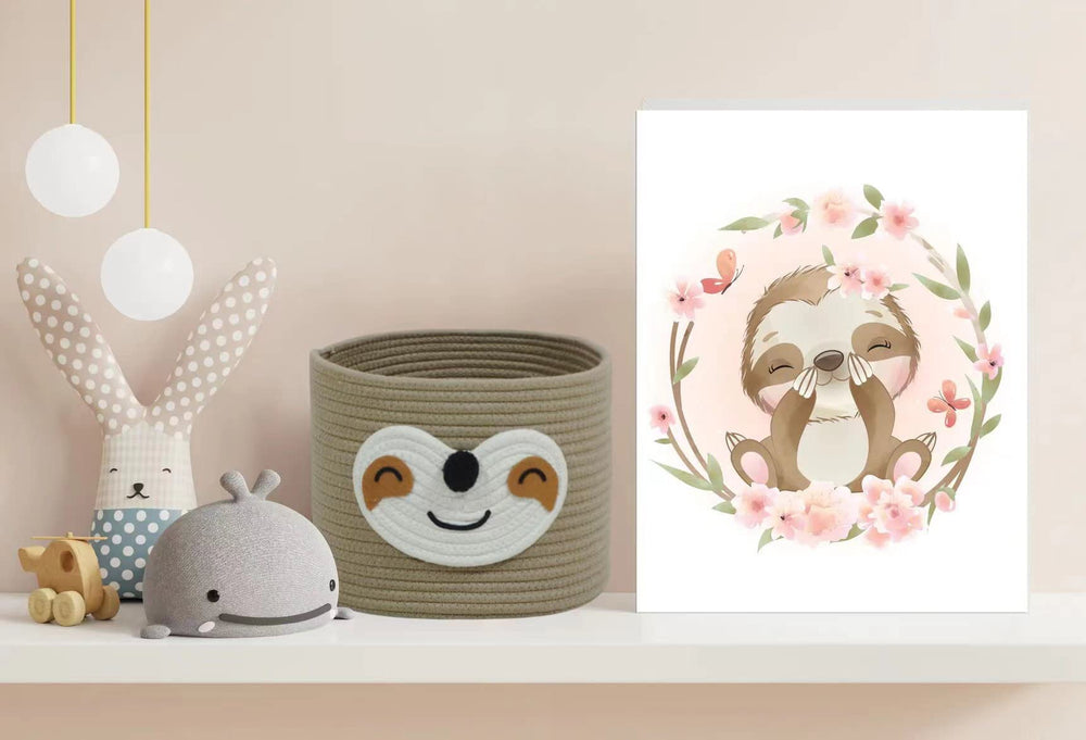 T&T Homewares sloth baskets nursery room decor add cute charm while reducing clutter.