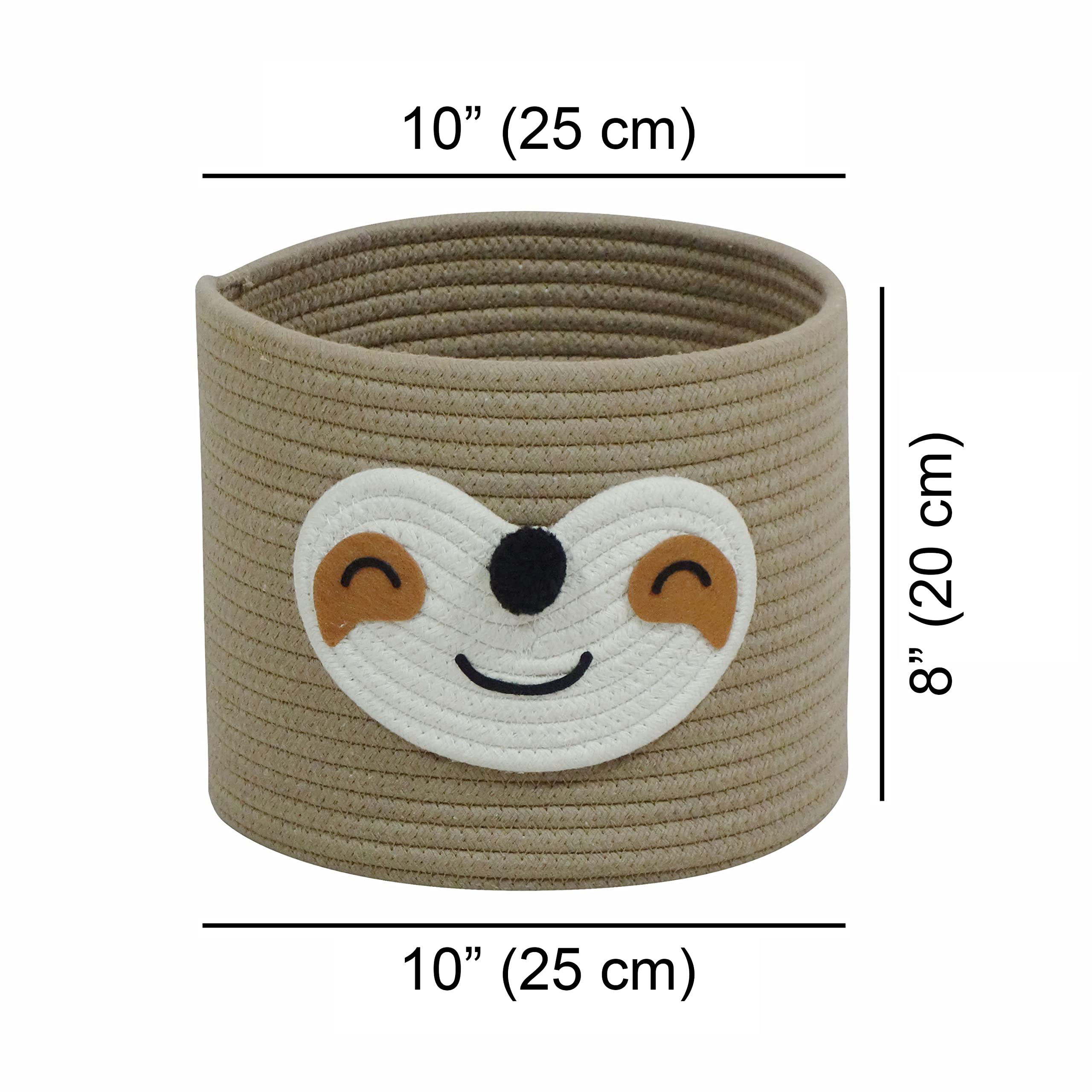T&T Homewares small sloth baskets for nursery storage organize clothing and toys with soft rope design.