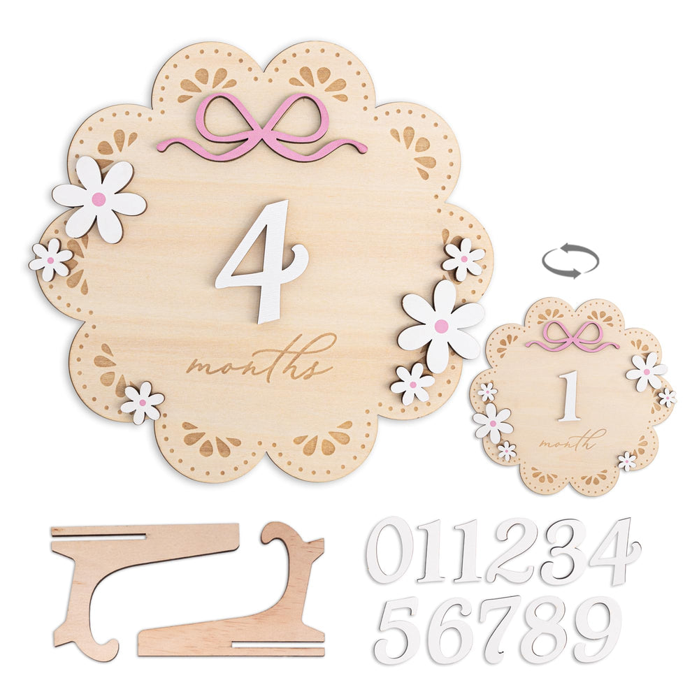 TTMerriwood baby monthly sign photo-ready with natural wood finish
