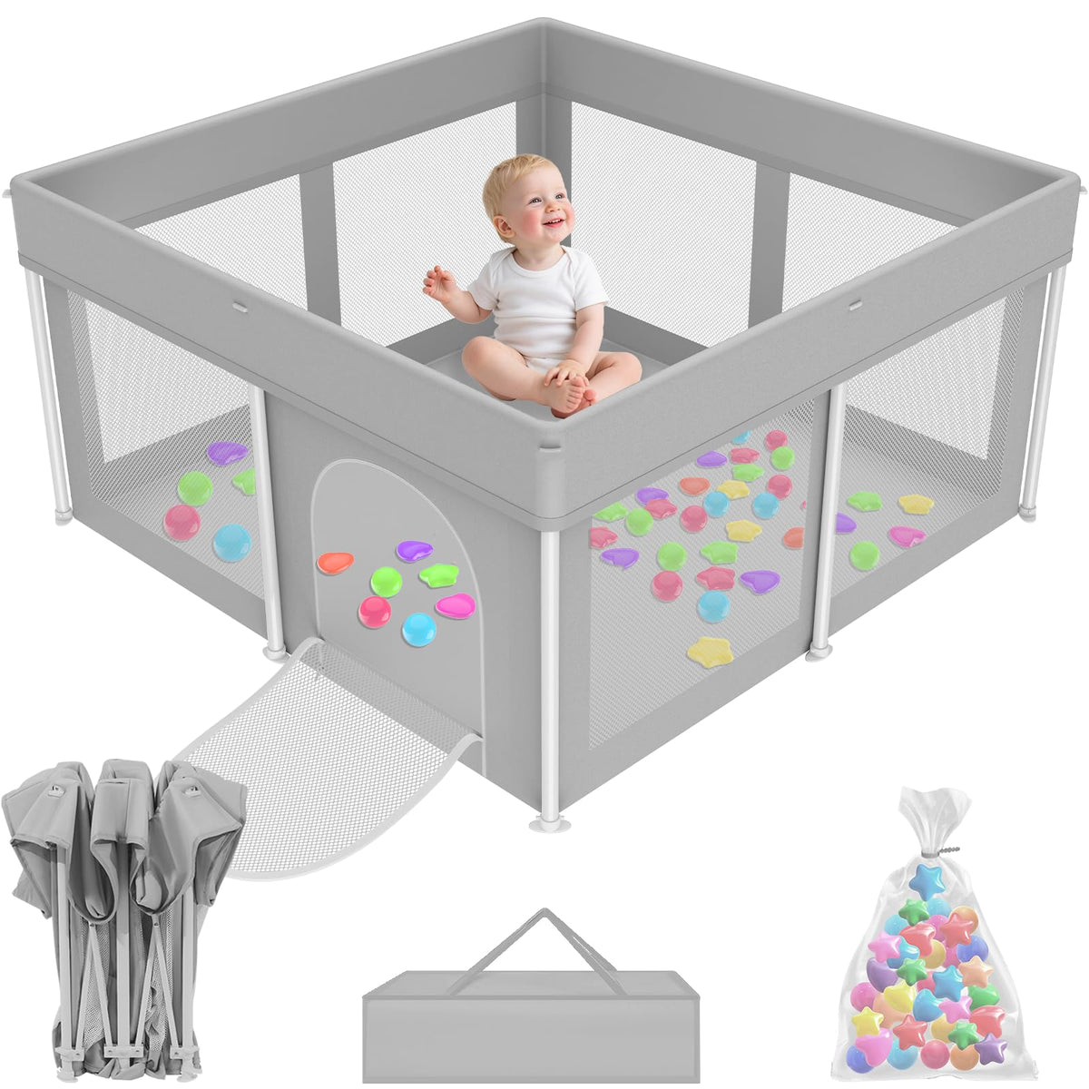 Ttottos foldable playpen assembled offers a safe, spacious play area for babies.
