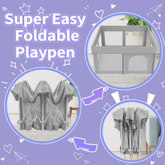 Ttottos foldable playpen folded shows quick setup for on-the-go parents.