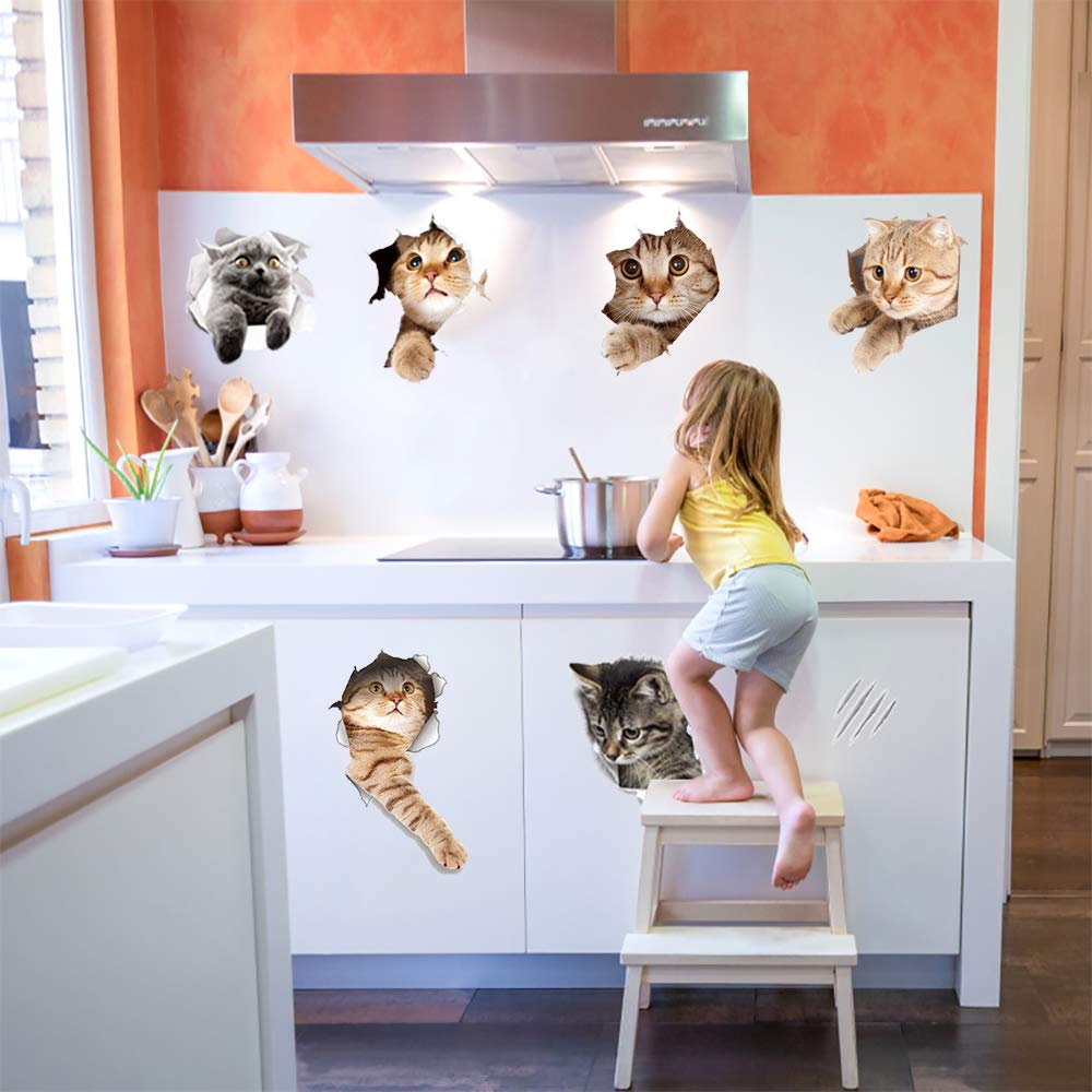 TTSAM vivid 3D design cat decals for depth and charm in kids rooms