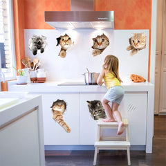 TTSAM vivid 3D design cat decals for depth and charm in kids rooms