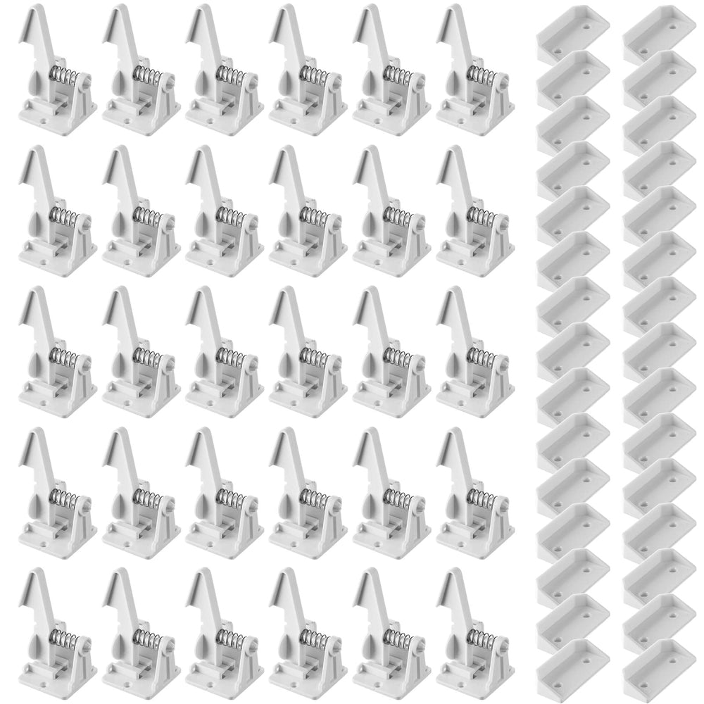 Tuanse cabinet locks package of 30 white latches for child safety.
