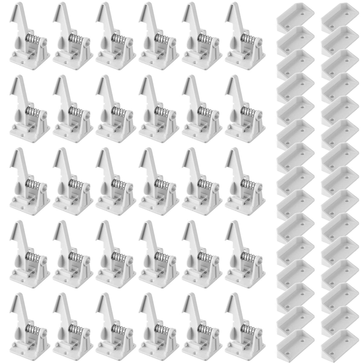 Tuanse cabinet locks package of 30 white latches for child safety.