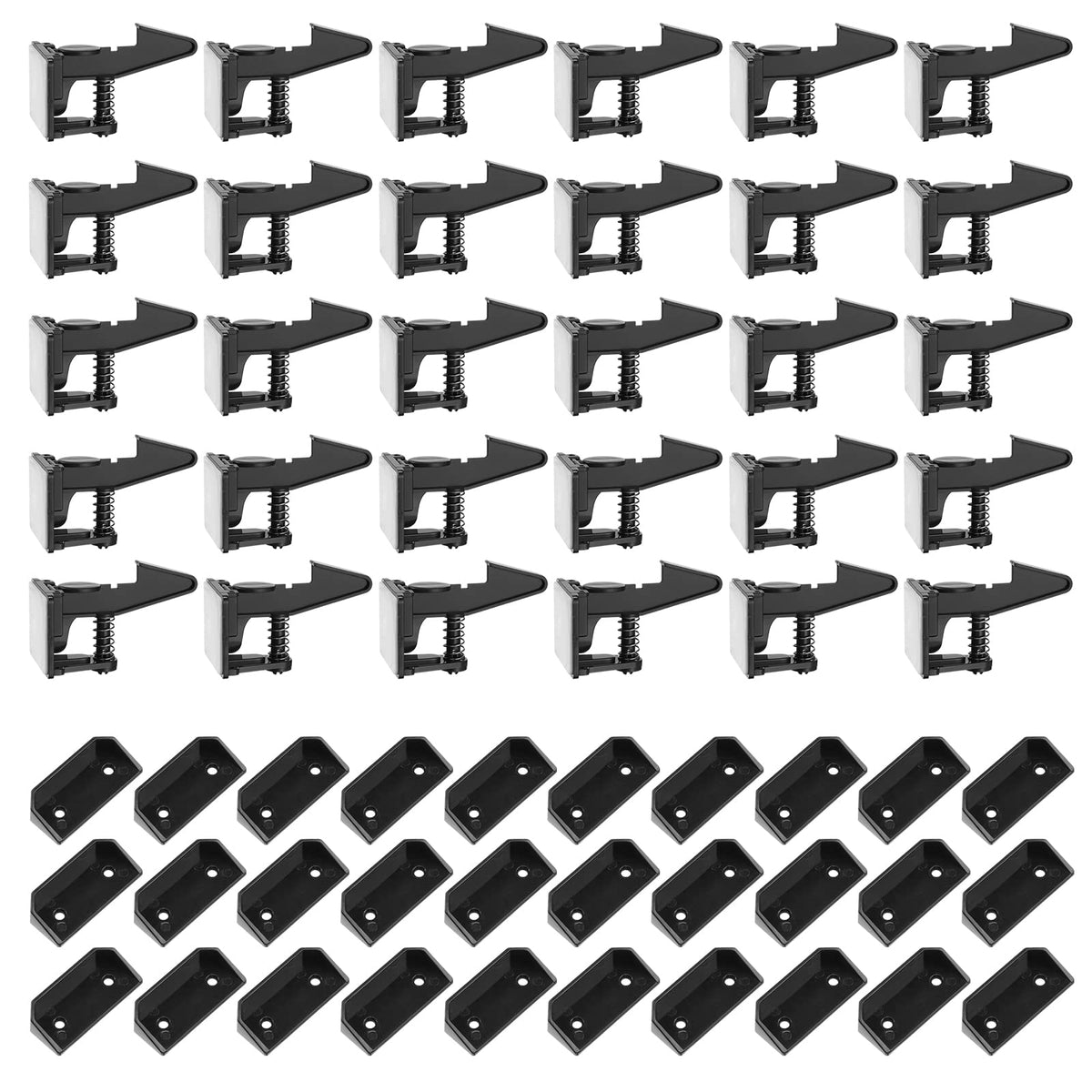 Tuanse 30-piece cabinet locks black packaging shown for easy home safety setup.