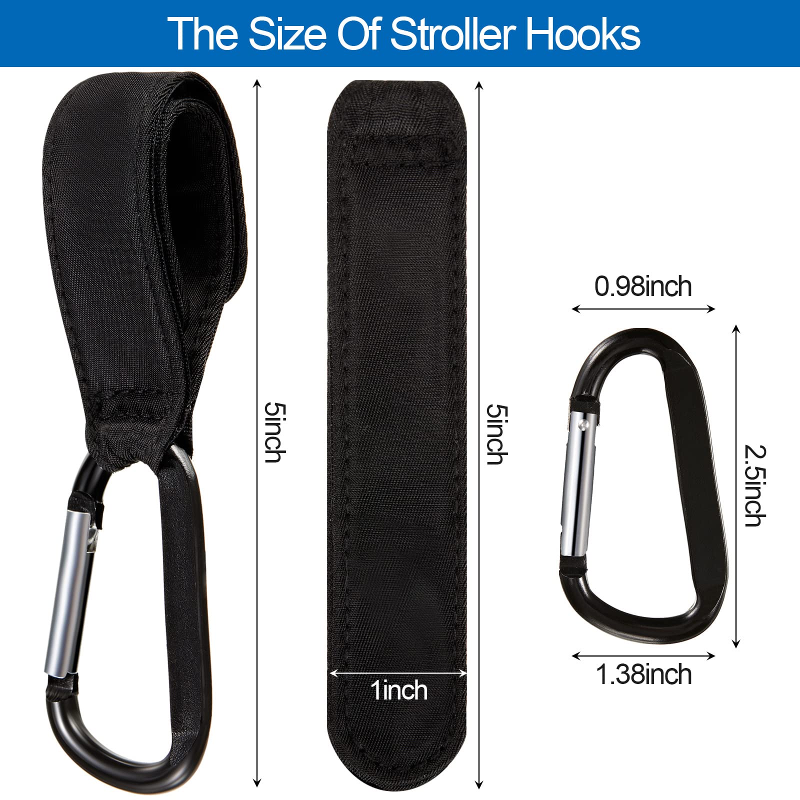 Tuanse multipurpose hook secures groceries or backpacks on a stroller.
