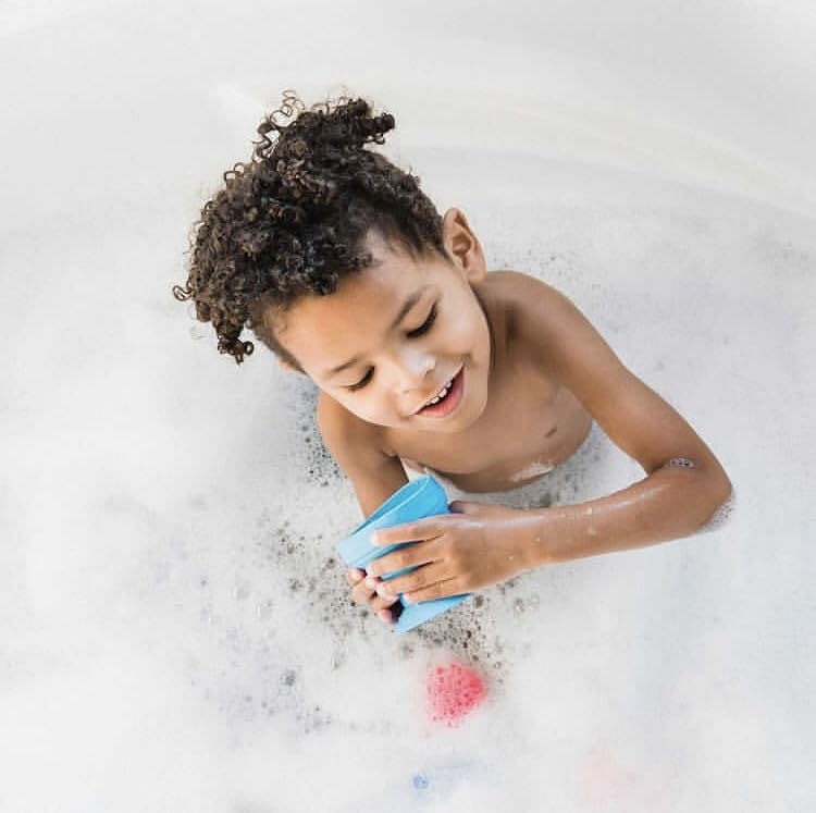 Tubby Cup blue color highlights a safe, convenient bath-time rinse solution.
