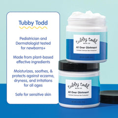 Tubby Todd All Over Ointment baby skin application scene highlights gentle daily use.