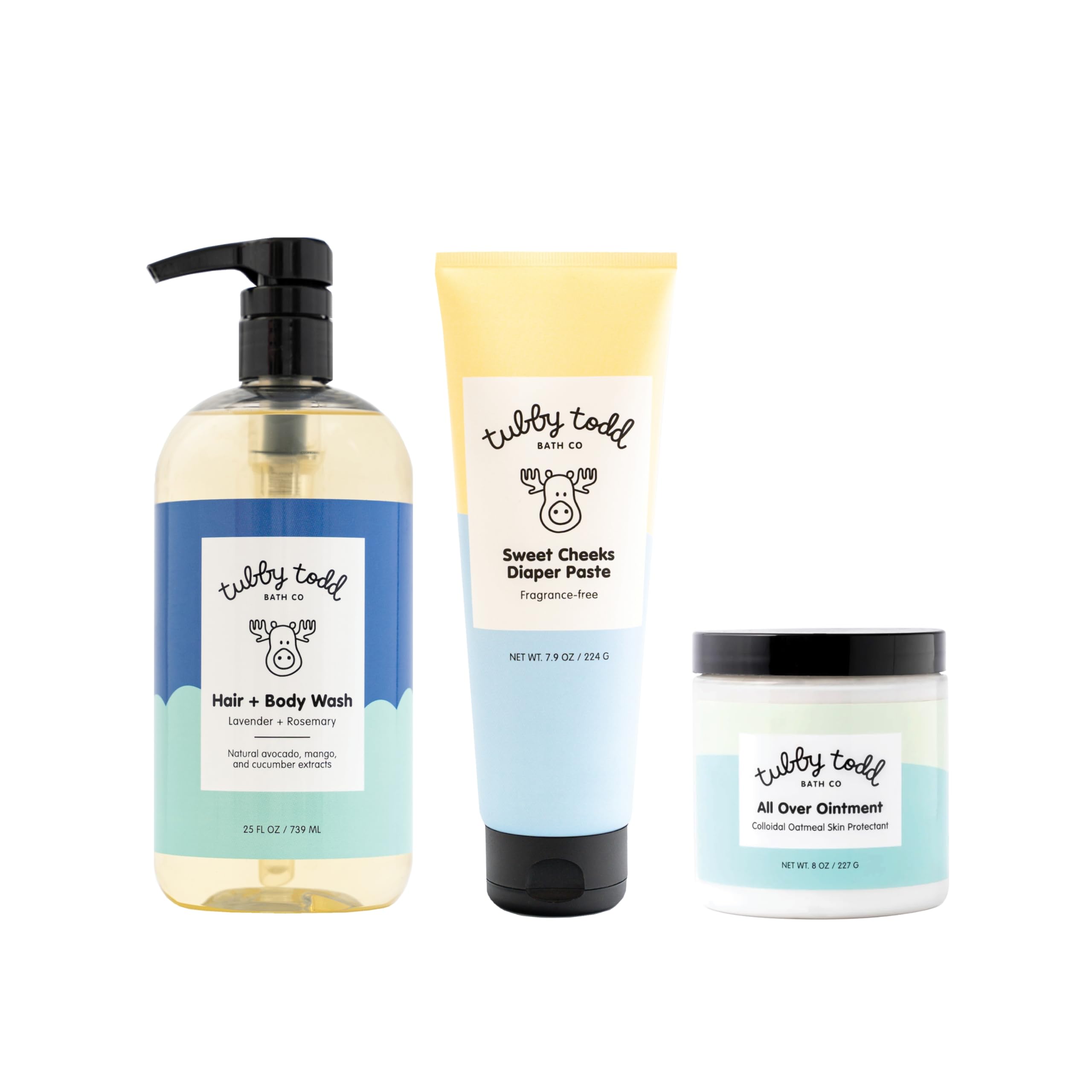Tubby Todd Baby Bundle hero image showing gentle newborn cleansing and bonding.