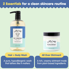 Tubby Todd All Over Ointment jar texture reveals 1% colloidal oatmeal for sensitive skin care