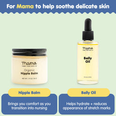Tubby Todd Belly Oil bottle for hydrating skin during mom routine.