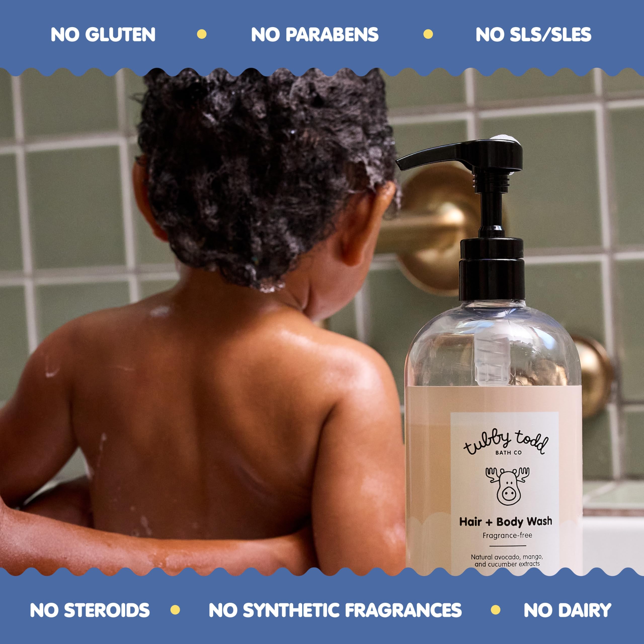 Tubby Todd dermatologist-tested stamp signals gentle, trusted skincare for sensitive skin.