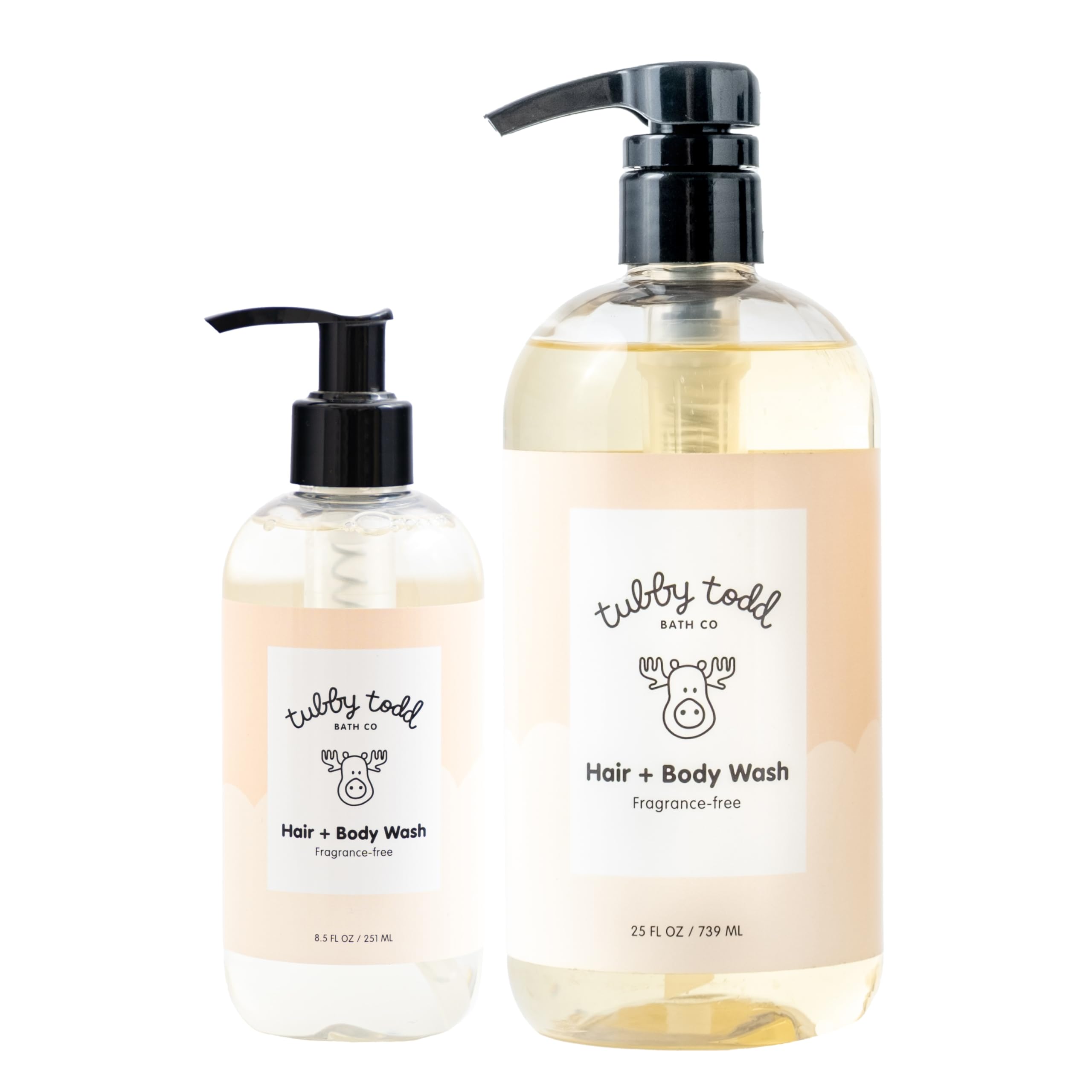 Tubby Todd Hair + Body Wash bottle front with gentle plant-based formula for delicate baby skin.