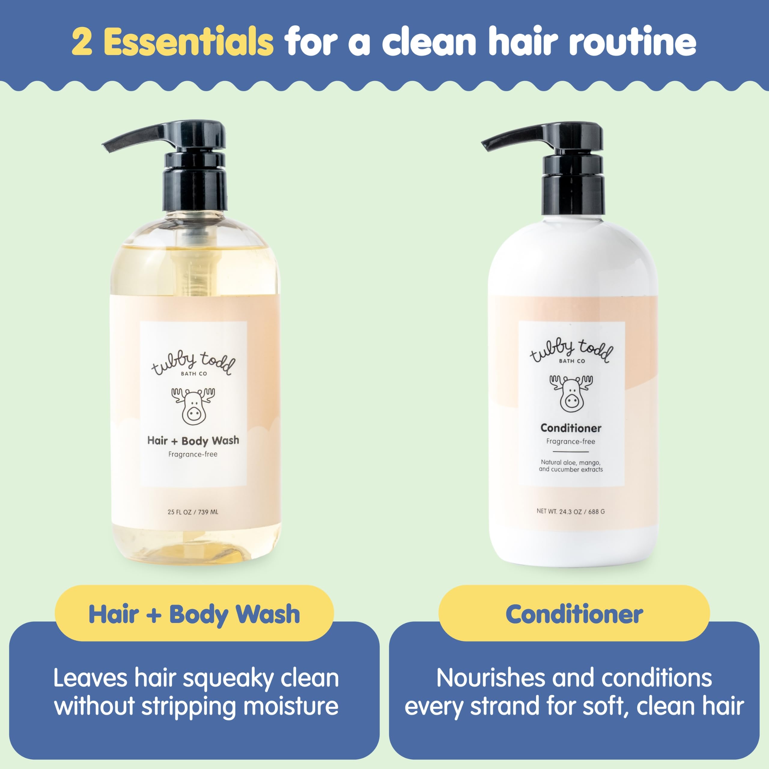 Tubby Todd Hair Duo kid friendly setup image suggests all ages suitability