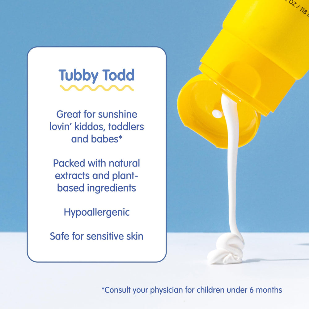 Tubby Todd Mineral Sunscreen SPF 50 at poolside for sunny days