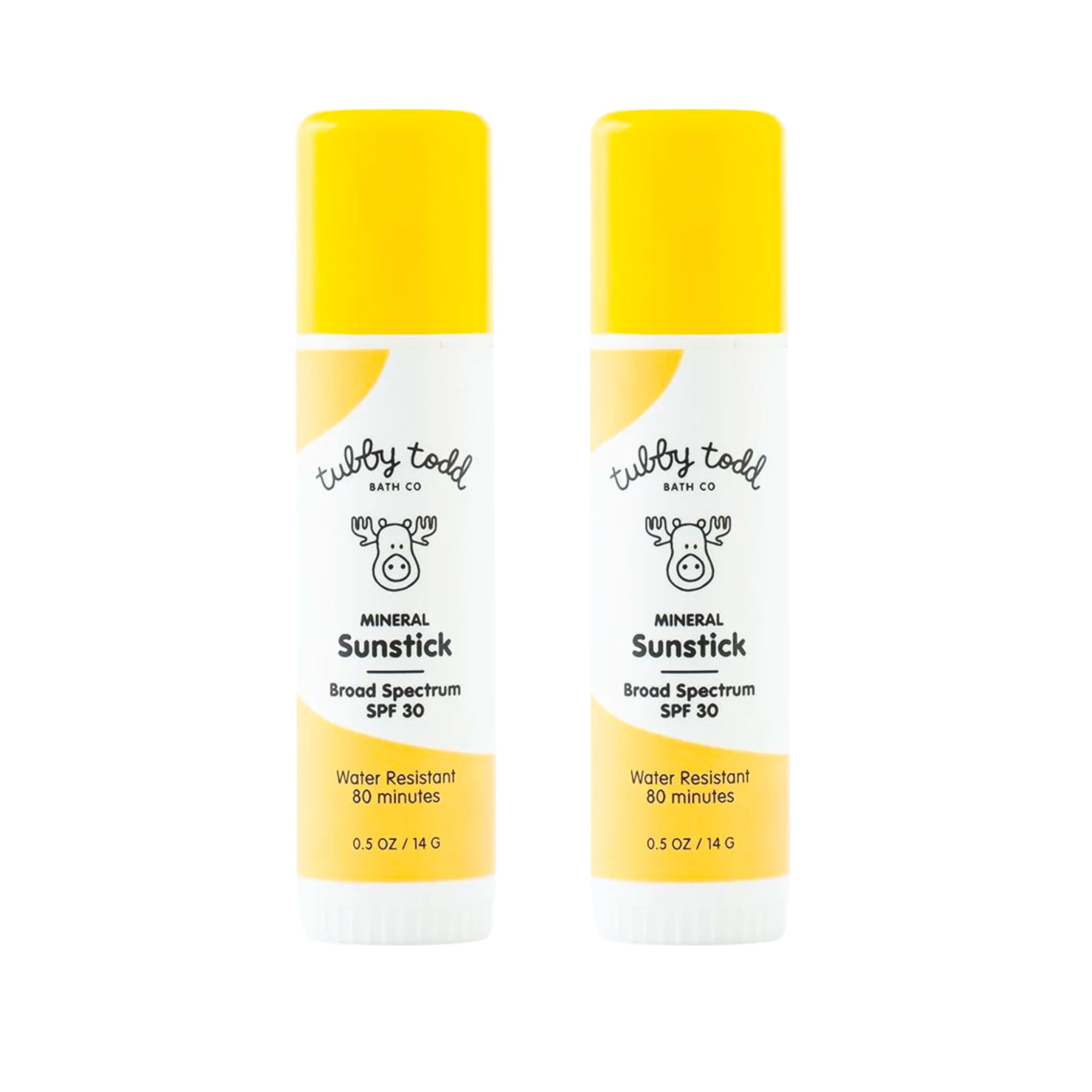 TUBBY TODD Mineral Sunstick packaging for easy family sun protection
