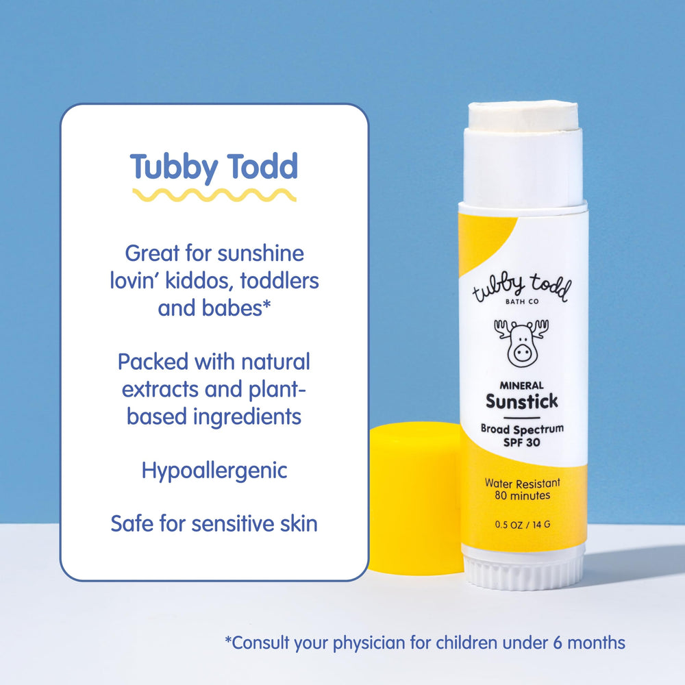 TUBBY TODD Mineral Sunstick during water play with 80-minute protection