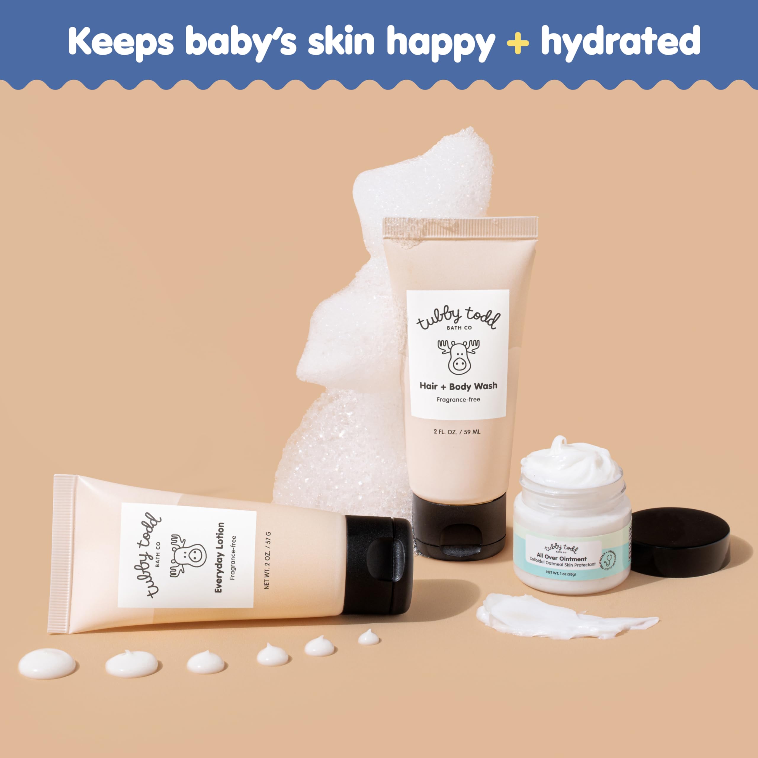 TUBBY TODD Regulars Bundle everyday lotion tube for deep hydration on delicate skin.
