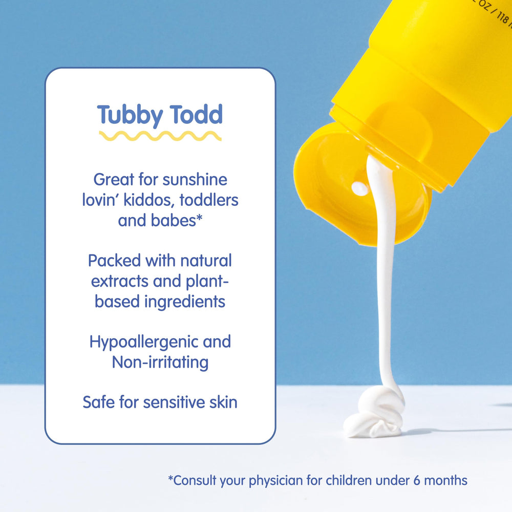Tubby Todd sunstick application closeup—quick touch-ups on little faces