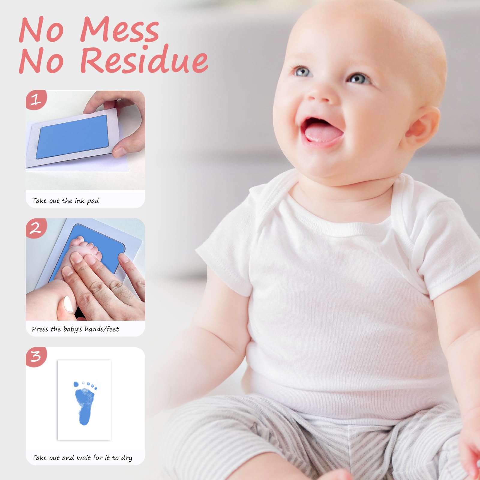 Tubuui clean touch inkpad close-up shows safe residue-free prints.