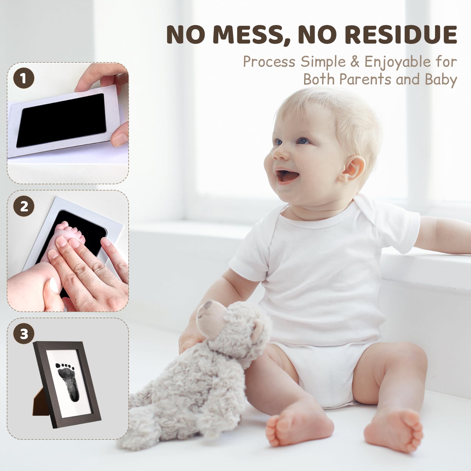 Tubuui wooden frame pair showcases baby keepsake elegantly.