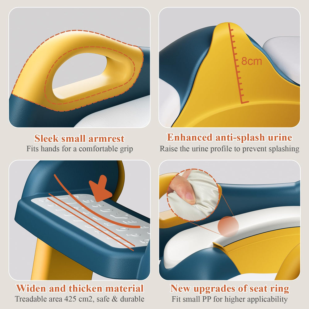 TuckInn potty training seat compatibility with standard and elongated V/U/O-shaped seats for versatile home use.