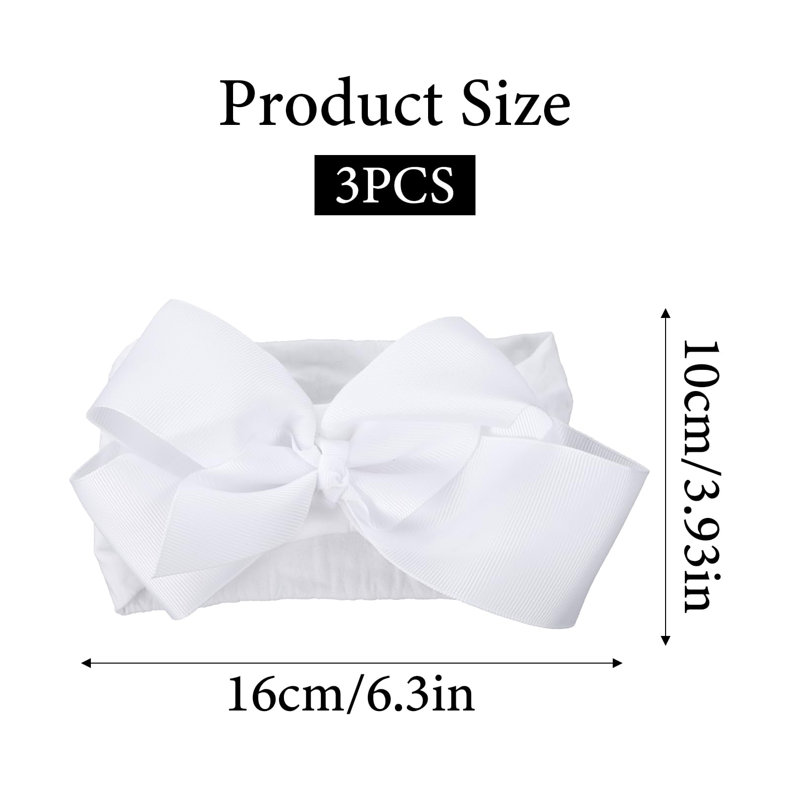 Tucnoeu baby headbands white closeup demonstrating soft stretch for newborns