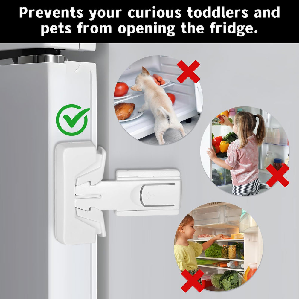 Tucnoeu fridge locks adhesion test shows strong hold on doors.
