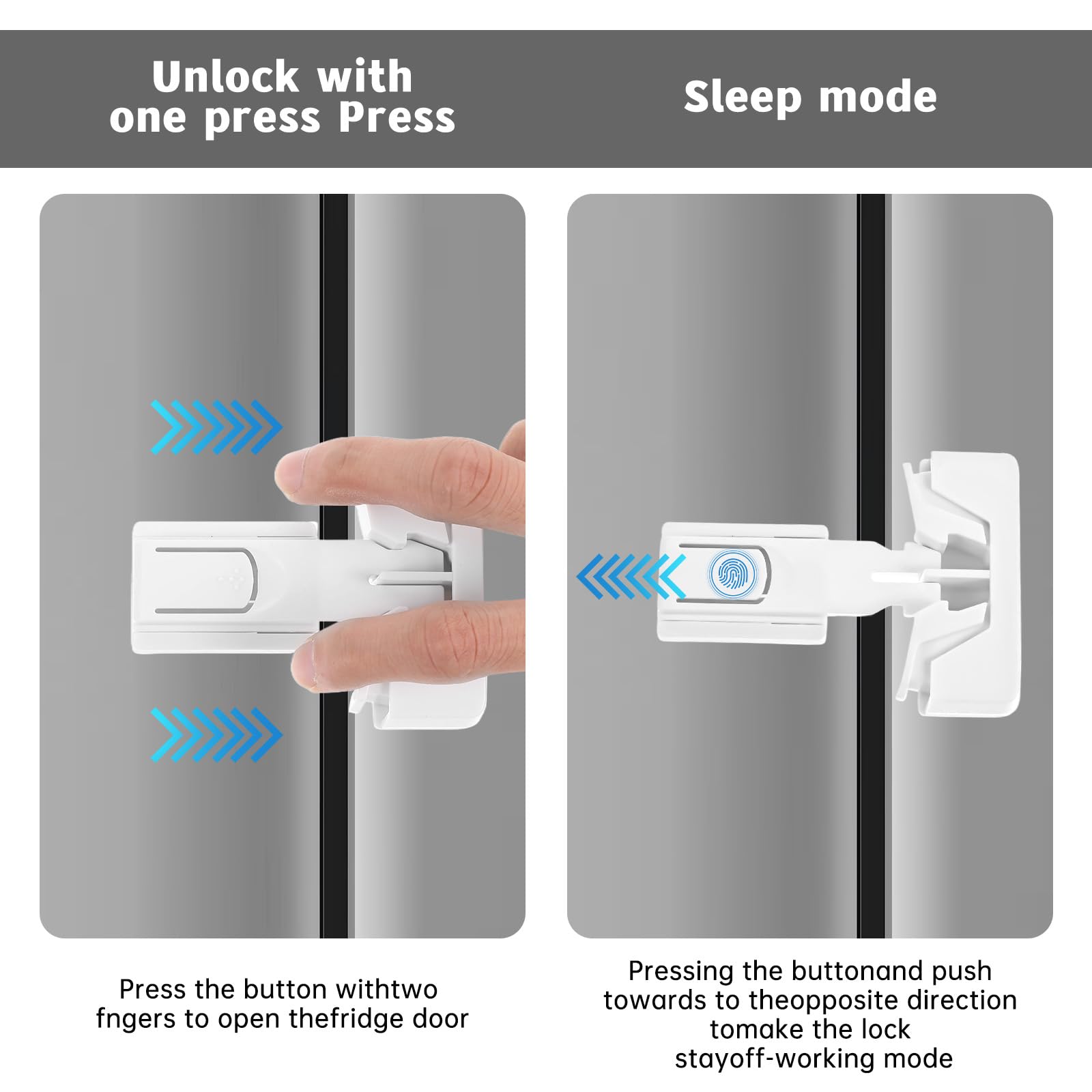 Tucnoeu fridge locks black white finish blends with appliances.
