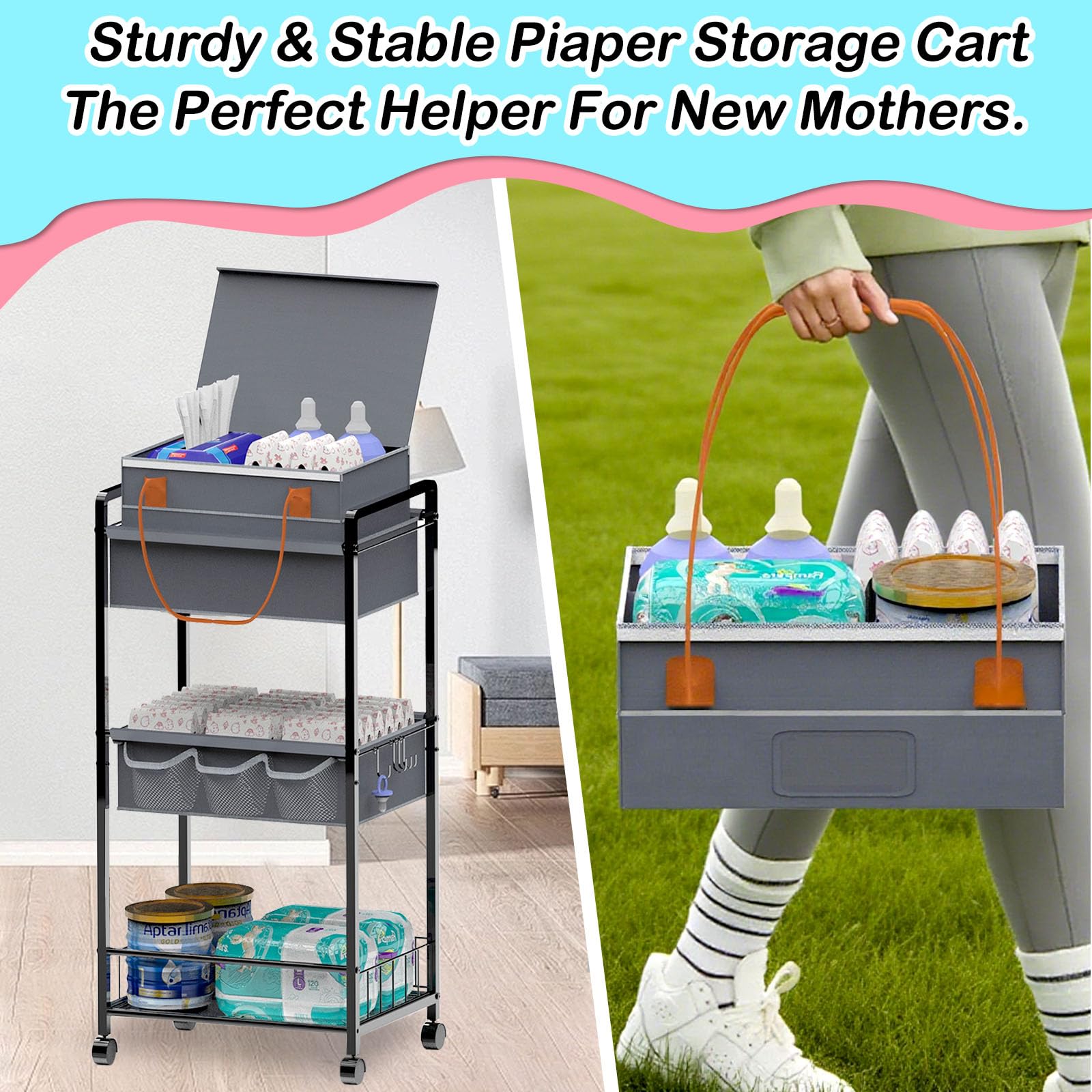 TUDALLK felt and waterproof coating ensures durable baby organization