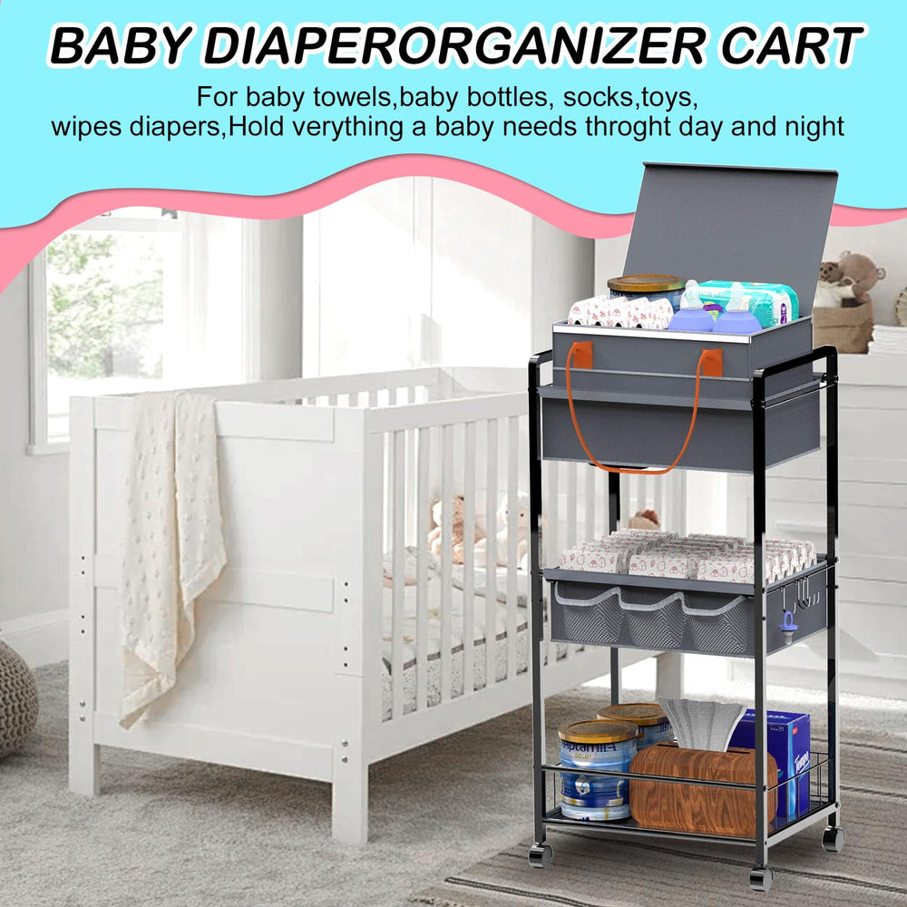 TUDALLK 360-degree wheels provide smooth movement for nursery organization