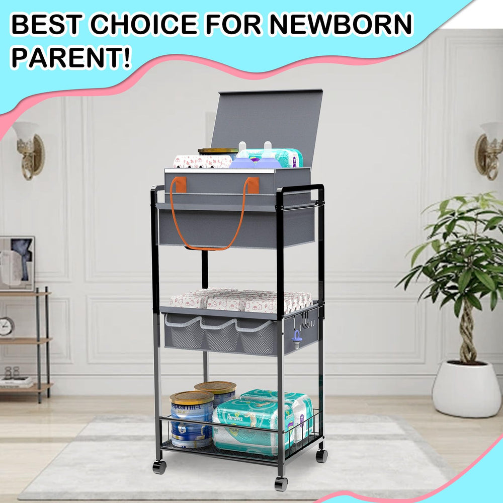 TUDALLK nursery storage cart fits beside changing table and chair
