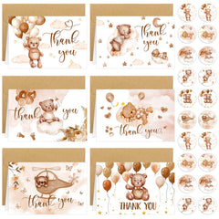 Tudomro bear baby shower thank you cards with six front designs for heartfelt notes