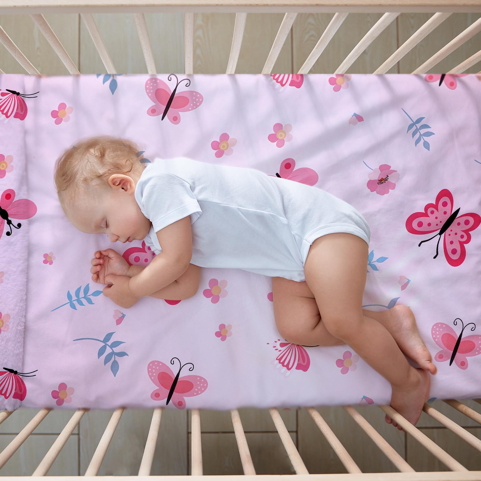 Tudomro bedding set pink nursery package, complete three-piece essentials.