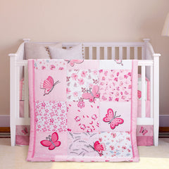 Tudomro butterfly crib bedding comforter pink, cozy sleep for baby girl.