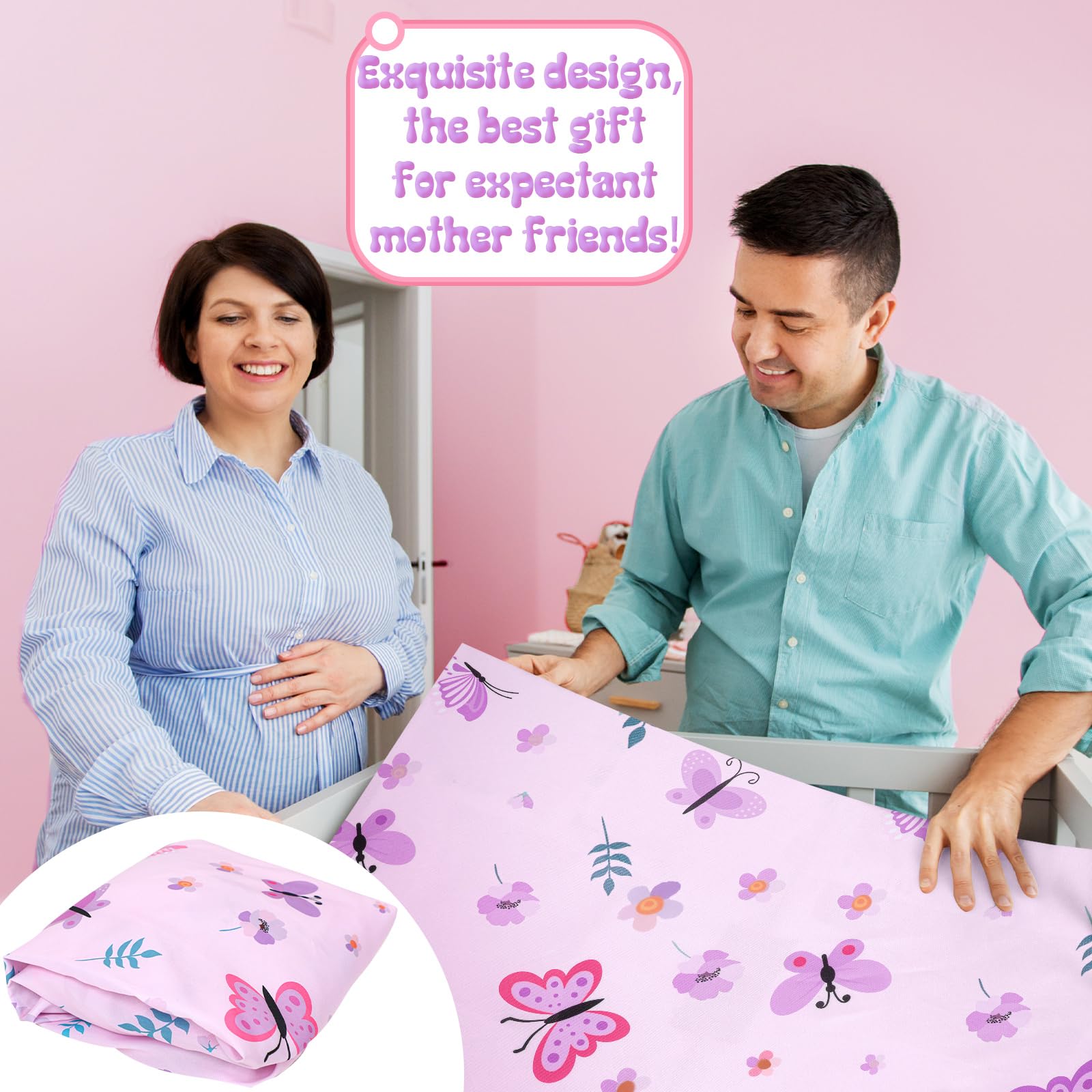 Tudomro fitted sheet elastic snug fit secures crib mattress.