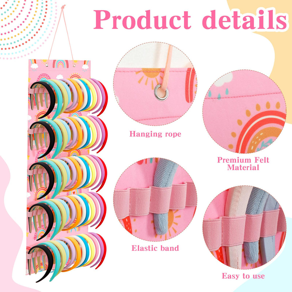 Tudomro rainbow pink display on wall perfect for quick access to bows.