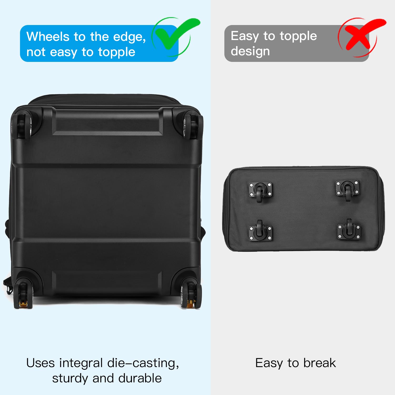 Hard-bottom detail on the TUGUAN bag keeps car seats stable during travel days.