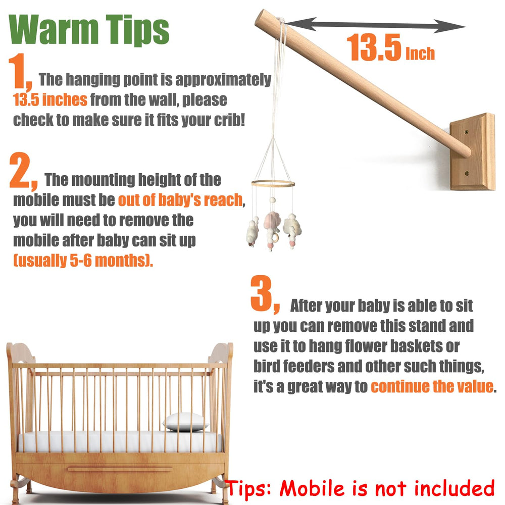 Tuiiopoli wood-arm-multiuse-decor demonstrates versatile hanging options beyond the crib.