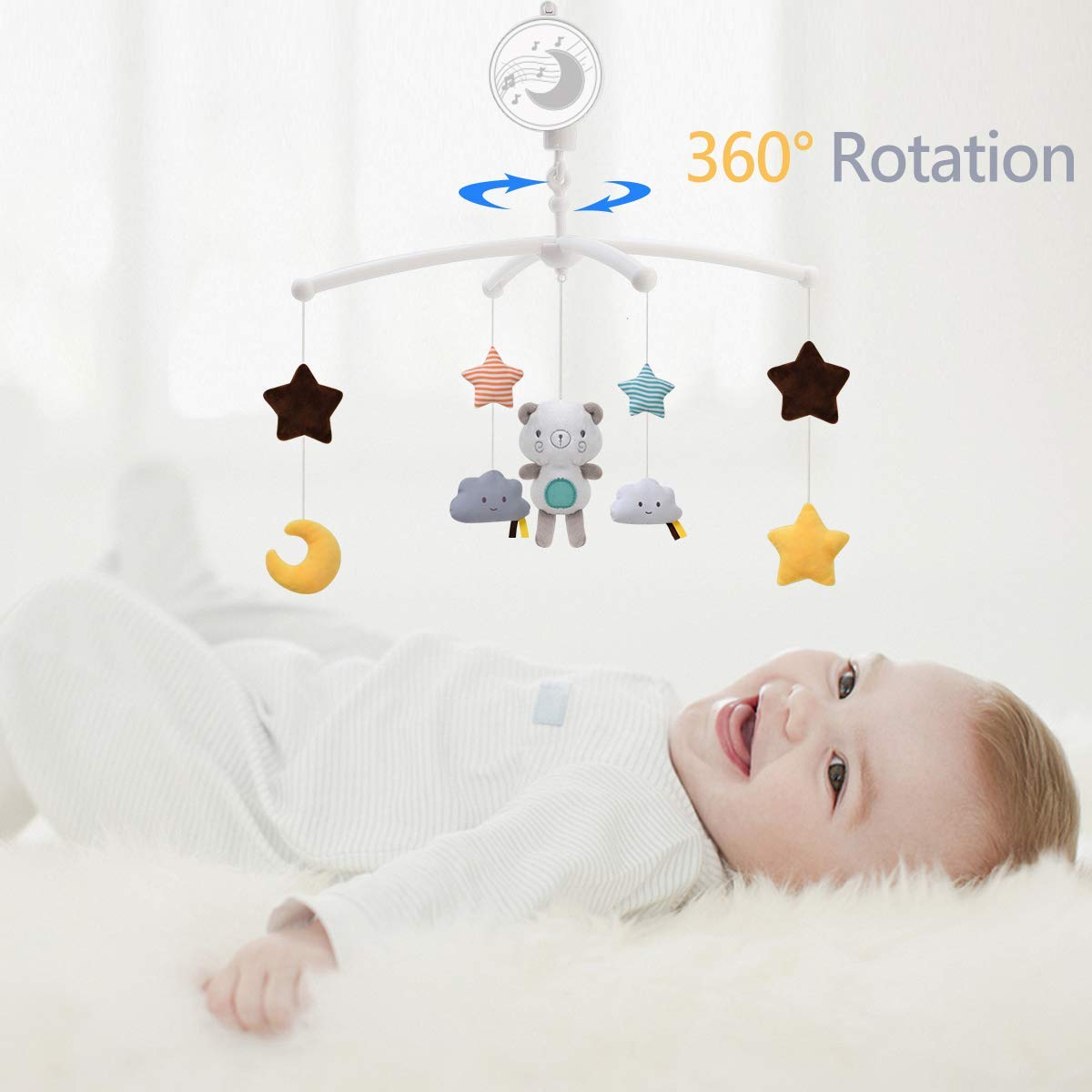 TuiVeSafu plush pendant bear provides soft visual focus for baby engagement