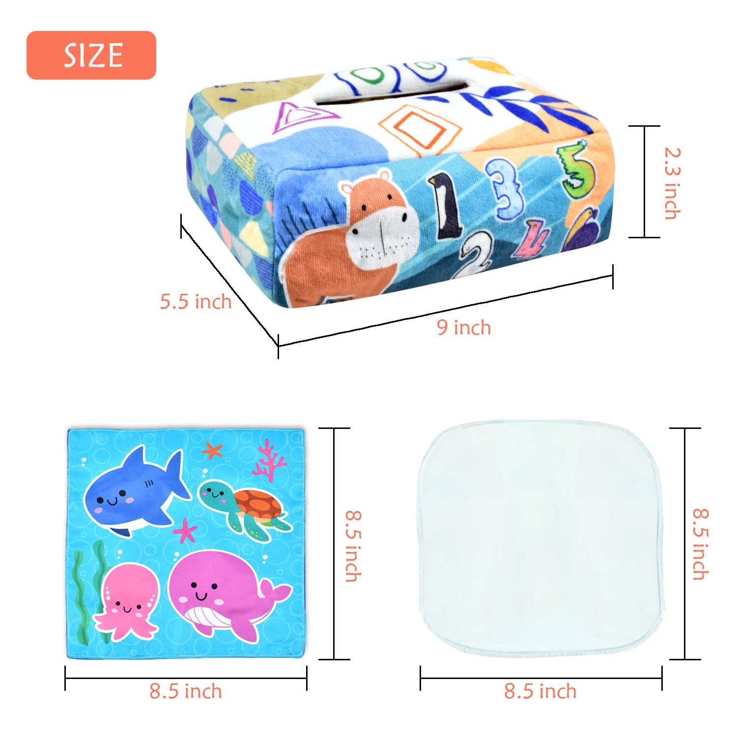 Tuko tissue box toy uses safe materials and durable stitching.