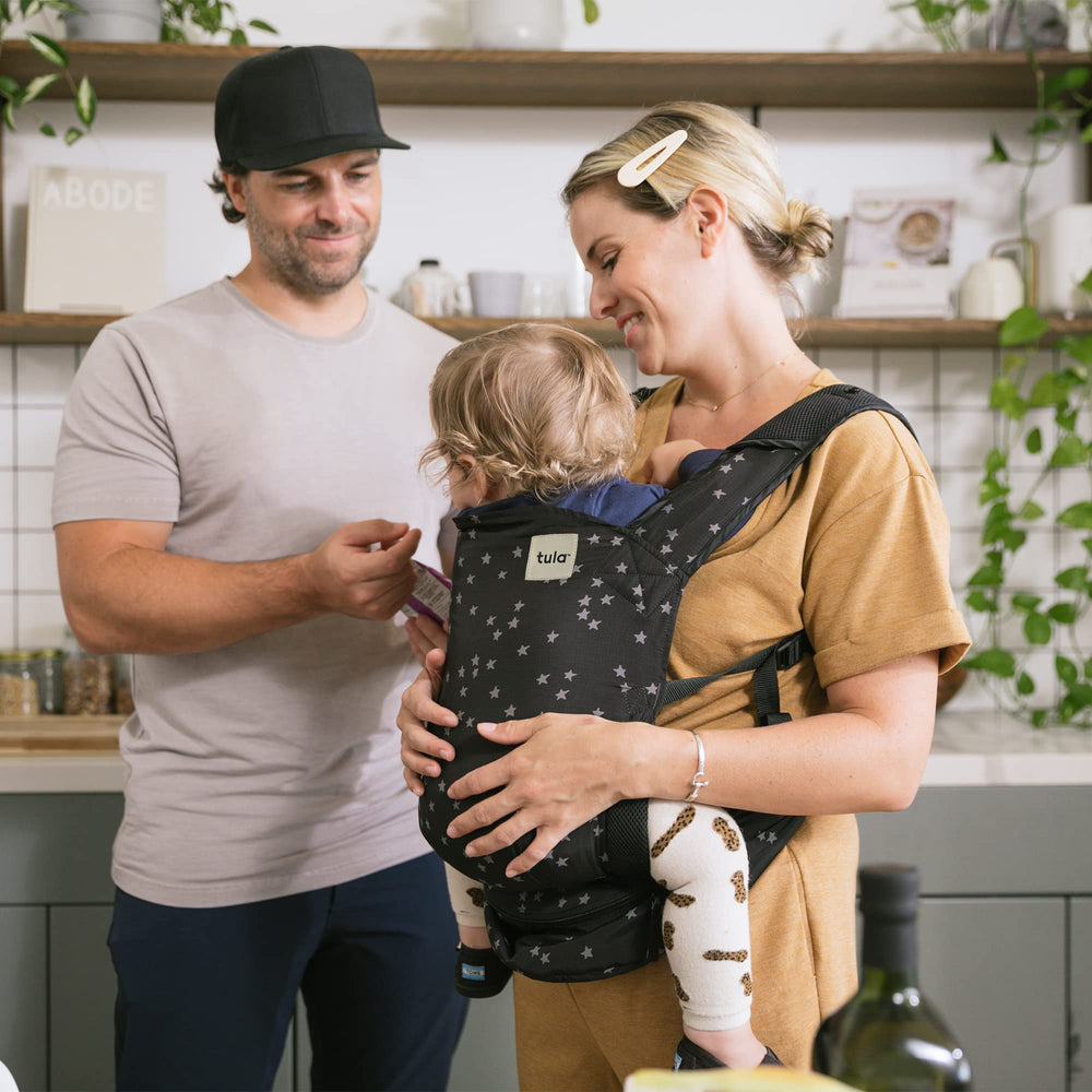 Tula Baby Carrier Lite adjustable straps with hip-healthy design for varied body sizes.