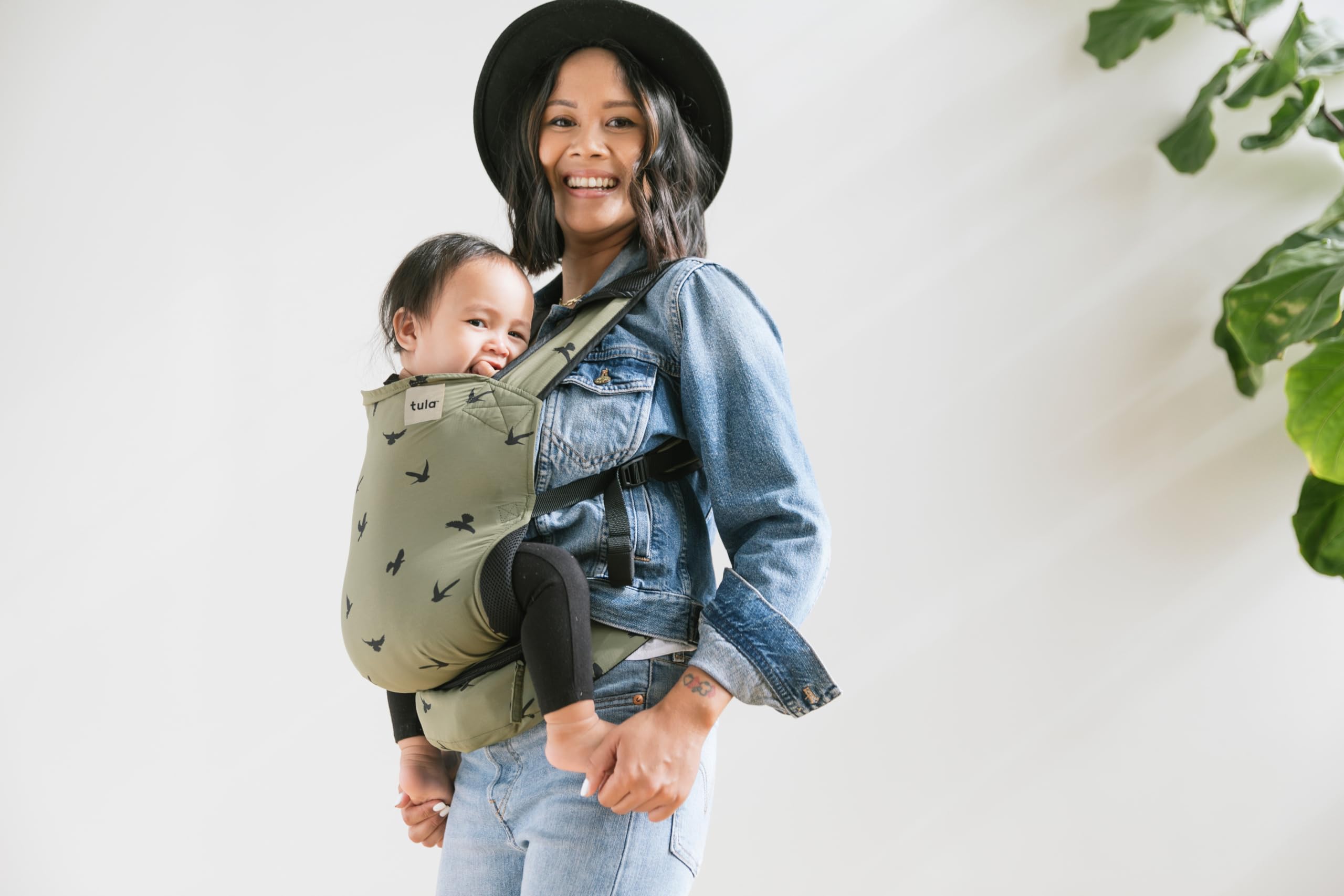 Tula Baby Lite back carry position—comfortable support for longer carries.