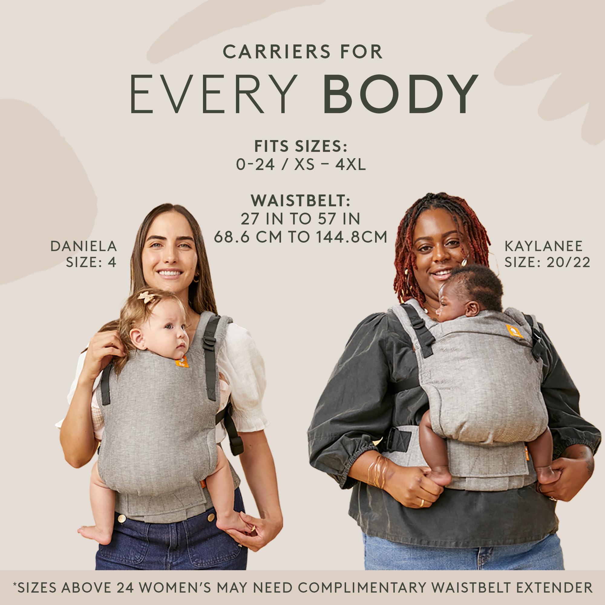 Tula back carry with ergonomic padding and support.