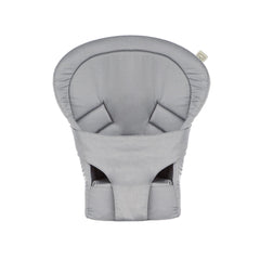 Tula infant insert gray shows newborn head support in a front carry setup for secure positioning