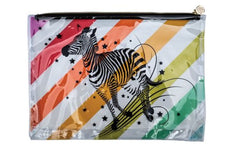 Tula Pink Zebra Read Between The Lines Large Bag front panel clear for quick access to essentials.