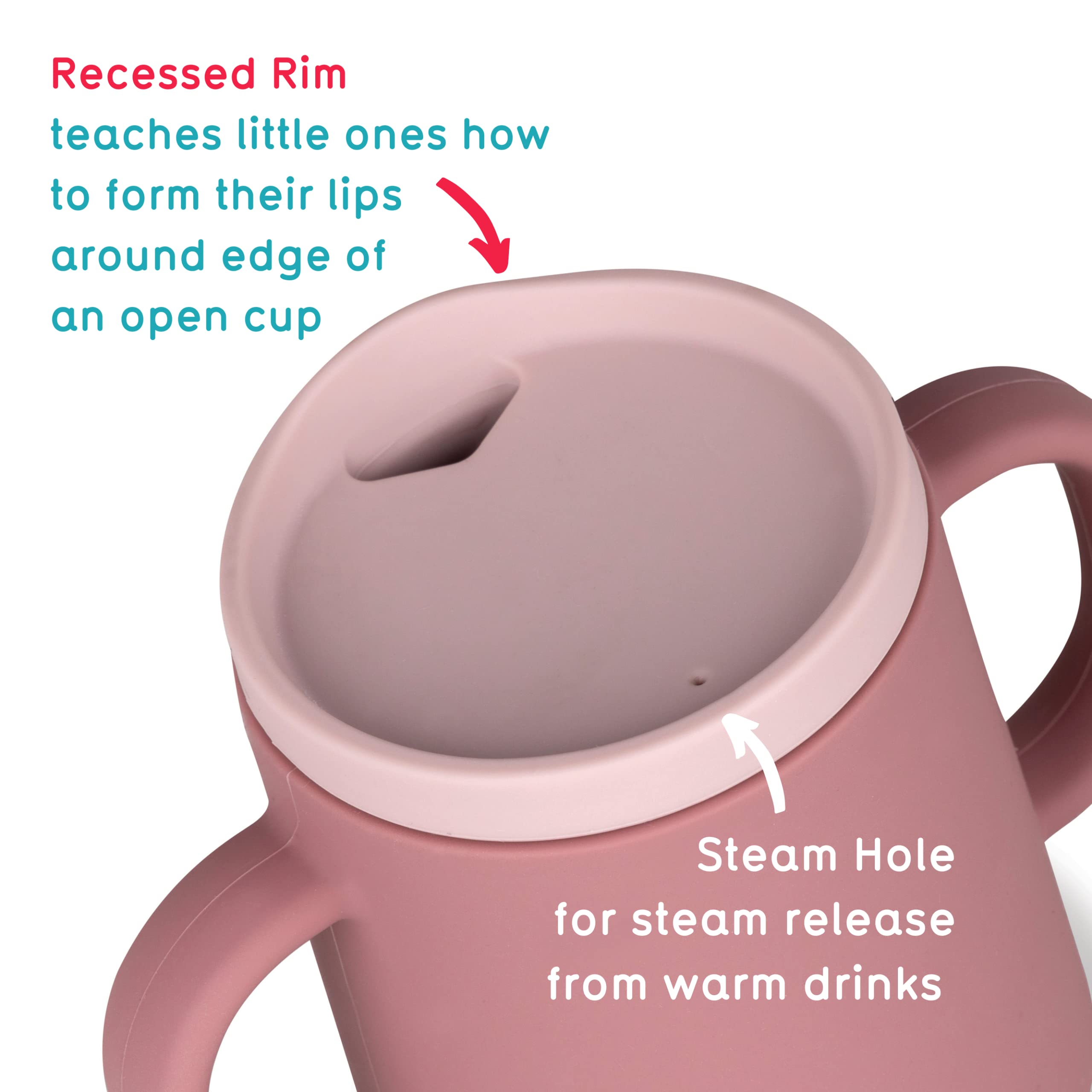 TUM TUM pink lid and straw assembly guiding transition to open cup.