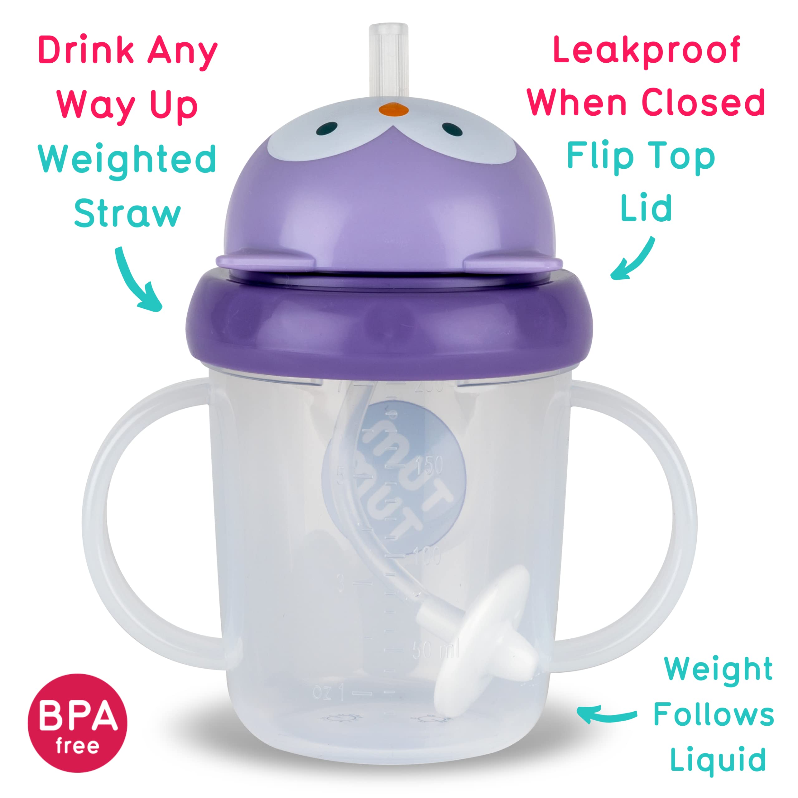 TUM TUM Olivia Owl 200ml leakproof lid closed demonstrates spill-free meals on the go.