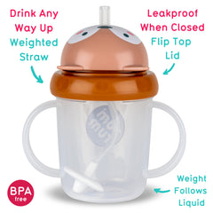 TUM TUM Tippy Up with flip-top lid shows leakproof design for on-the-go use.